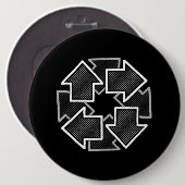 Badge Rond 15,2 Cm Clockwise Arrows Minimal Geometric Black Variant 2 (Devant & derrière)