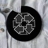 Badge Rond 15,2 Cm Clockwise Arrows Minimal Geometric Black Variant 2 (En situation)