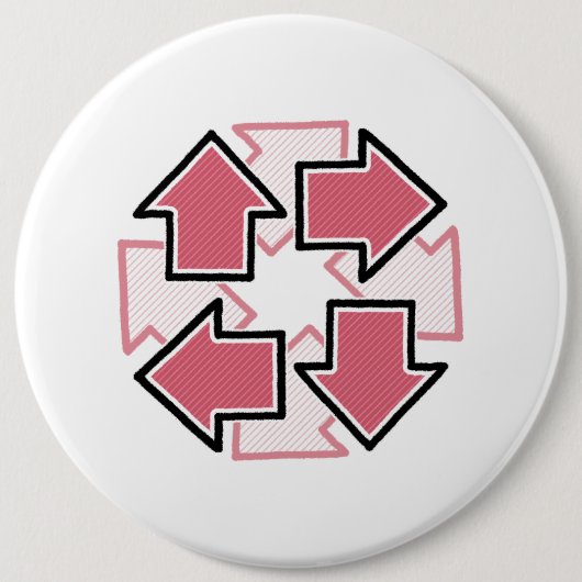 Badge Rond 15,2 Cm Clockwise Arrows Minimal Geometric Red (Devant)