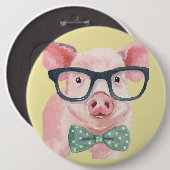 Badge Rond 15,2 Cm Cochon rose Hipster (Devant & derrière)