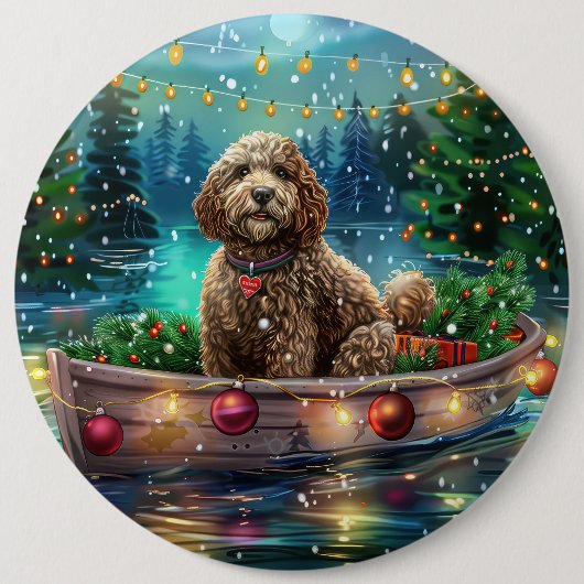 Badge Rond 15,2 Cm Cockapoo Christmas Festive Voyage (Devant)