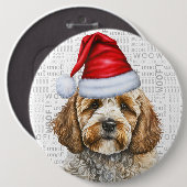Badge Rond 15,2 Cm Cockapoo de Noël de chien Père Noël (Devant & derrière)