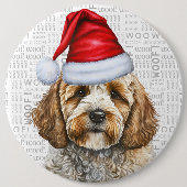 Badge Rond 15,2 Cm Cockapoo de Noël de chien Père Noël (Devant)