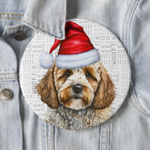 Badge Rond 15,2 Cm Cockapoo de Noël de chien Père Noël