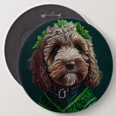 Badge Rond 15,2 Cm Cockapoo Dog en robe de fête St. Patrick (Devant & derrière)