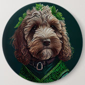 Badge Rond 15,2 Cm Cockapoo Dog en robe de fête St. Patrick (Devant)