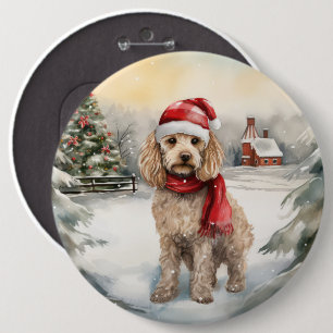 Badge Rond 15,2 Cm Cockapoo Dog in Snow Christmas