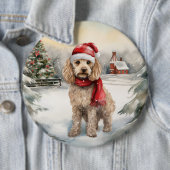 Badge Rond 15,2 Cm Cockapoo Dog in Snow Christmas (En situation)