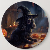 Badge Rond 15,2 Cm Cocker Spaniel Citrouilles Halloween effrayant (Devant)