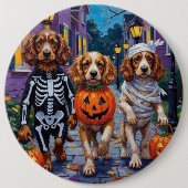 Badge Rond 15,2 Cm Cocker Spaniel Dogs Trick-or-Treating à Halloween (Devant)