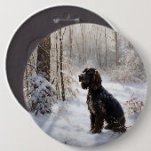 Badge Rond 15,2 Cm Cocker Spaniel Laisser Neige Noël (Devant & derrière)