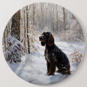 Badge Rond 15,2 Cm Cocker Spaniel Laisser Neige Noël (Devant)