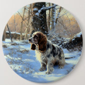 Badge Rond 15,2 Cm Cocker Spaniel Laisser Neige Noël (Devant)