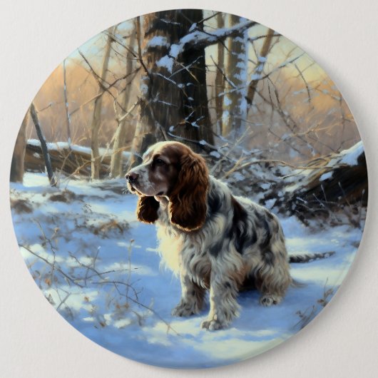 Badge Rond 15,2 Cm Cocker Spaniel Laisser Neige Noël (Devant)