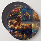 Badge Rond 15,2 Cm Cocker Spaniel Noël Festive Voyage (Devant & derrière)