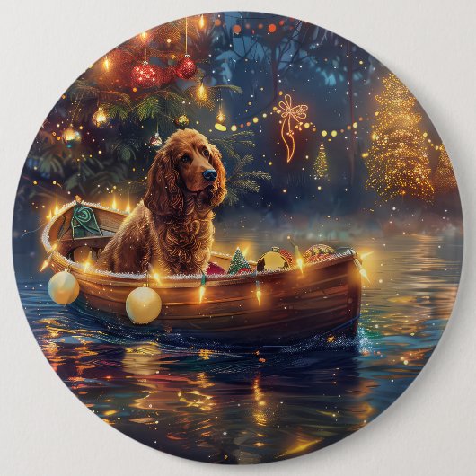Badge Rond 15,2 Cm Cocker Spaniel Noël Festive Voyage (Devant)