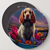 Badge Rond 15,2 Cm Cocker Spaniel sur une pagaie : une aventure Pitto (Devant & derrière)
