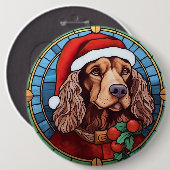 Badge Rond 15,2 Cm Cocker Spaniel Vitrail Noël (Devant & derrière)