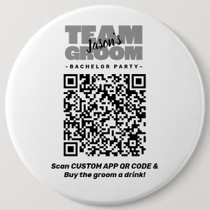 Badge Rond 15,2 Cm Code QR Enterrement de Vie de Garçon Acheter une B