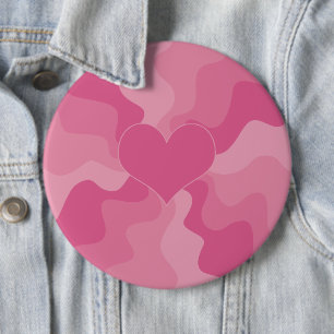 Badge Rond 15,2 Cm Coeur d'amour - rose