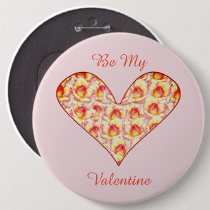 Badge Rond 15,2 Cm Coeur plein de Rose Valentine Pin