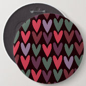 Badge Rond 15,2 Cm Coeurs 6 (Devant & derrière)