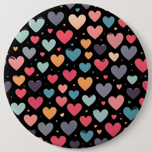 Badge Rond 15,2 Cm Cœurs colorés Saint-Valentin