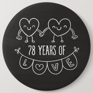 Badge Rond 15,2 Cm Coeurs de calèche-cadeaux du 78e anniversaire