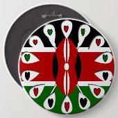 Badge Rond 15,2 Cm Coeurs du Kenya (Devant & derrière)