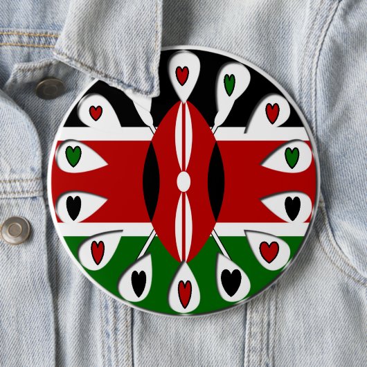 Badge Rond 15,2 Cm Coeurs du Kenya (En situation)