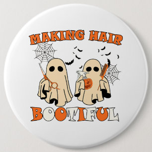 Badge Rond 15,2 Cm Coiffure drôle Fantôme Coiffeur Halloween