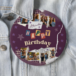 Badge Rond 15,2 Cm Collage photo personnalisé pour l'anniversaire d'u