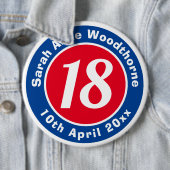 Badge Rond 15,2 Cm Commémoration d'anniversaire avec le nom, l'âge et (En situation)
