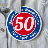 Badge Rond 15,2 Cm Commémoration d'anniversaire avec le nom, l'âge et (En situation)