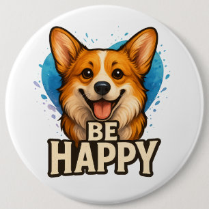 Badge Rond 15,2 Cm Conception de Corgi heureux pour amateur de chien 