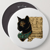Badge Rond 15,2 Cm Conception de Pharaon Chat Noir (Devant & derrière)
