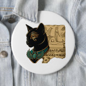 Badge Rond 15,2 Cm Conception de Pharaon Chat Noir (En situation)