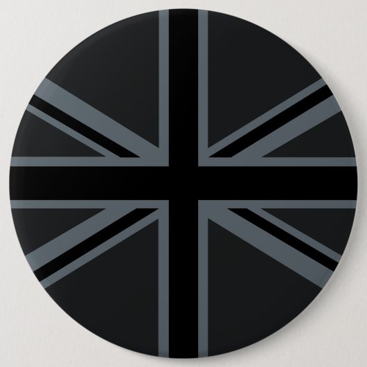 Badge Rond 15,2 Cm Conception du drapeau Union Jack noir (Devant)
