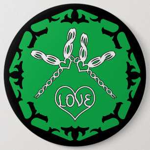 Badge Rond 15,2 Cm Conception verte de libellule de "amour" de Chakra