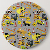 Badge Rond 15,2 Cm Construction Trucks Pattern (Devant)