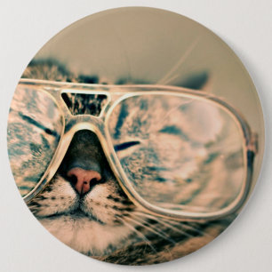 Badge Rond 15,2 Cm Cool Kitty dans les lunettes surdimensionnées
