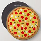 Badge Rond 15,2 Cm Cool plaisir pizza pepperoni champignon (Devant & derrière)