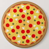 Badge Rond 15,2 Cm Cool plaisir pizza pepperoni champignon (Devant)