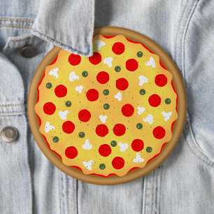 Badge Rond 15,2 Cm Cool plaisir pizza pepperoni champignon