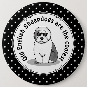 Badge Rond 15,2 Cm Cool Vieux Chien à mouton anglais (Grey 1) Mignonn