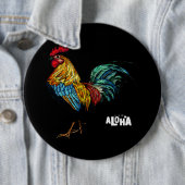 Badge Rond 15,2 Cm coq hawaii aloha hawaiian 157 (En situation)