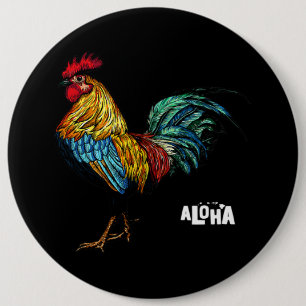 Badge Rond 15,2 Cm coq hawaii aloha hawaiian 157