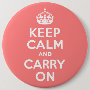 Badge Rond 15,2 Cm Corail Clair Garder Son Calme et Continuer