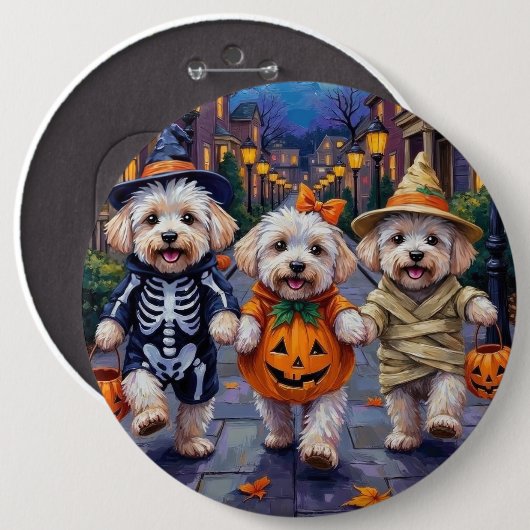 Badge Rond 15,2 Cm Costumes d'Halloween Bichon Frise (Devant & derrière)