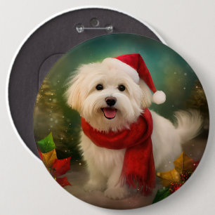 Badge Rond 15,2 Cm Coton De Tulear Chien dans la neige Noël